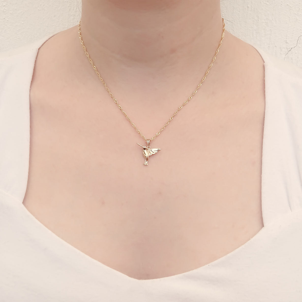 Amor Eterno - Dije Colibrí Oro Sólido 14k + Cadena Regalo