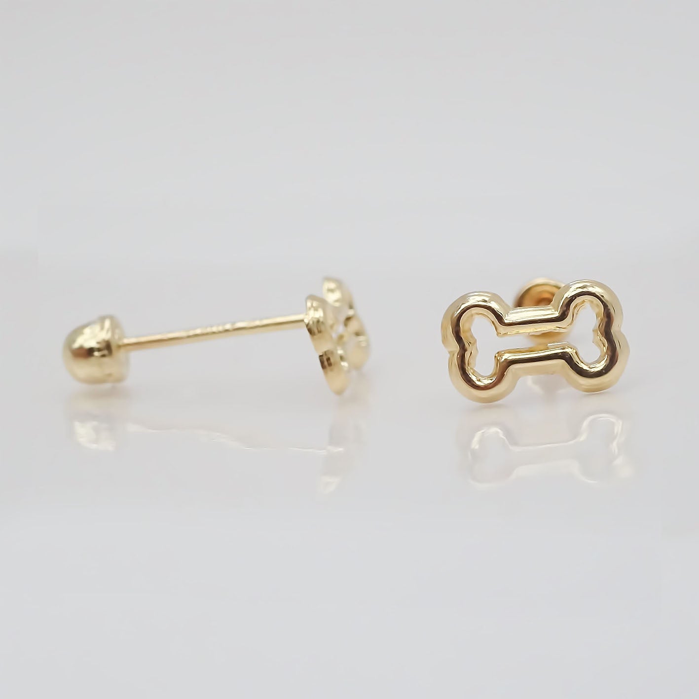 Amor Eterno - Broqueles Aretes Hueso Mascota Silueta Oro 10k