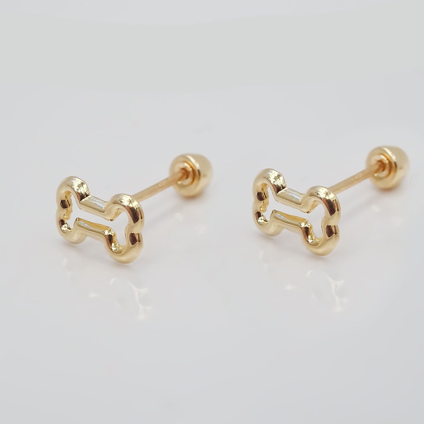 Amor Eterno - Broqueles Aretes Hueso Mascota Silueta Oro 10k