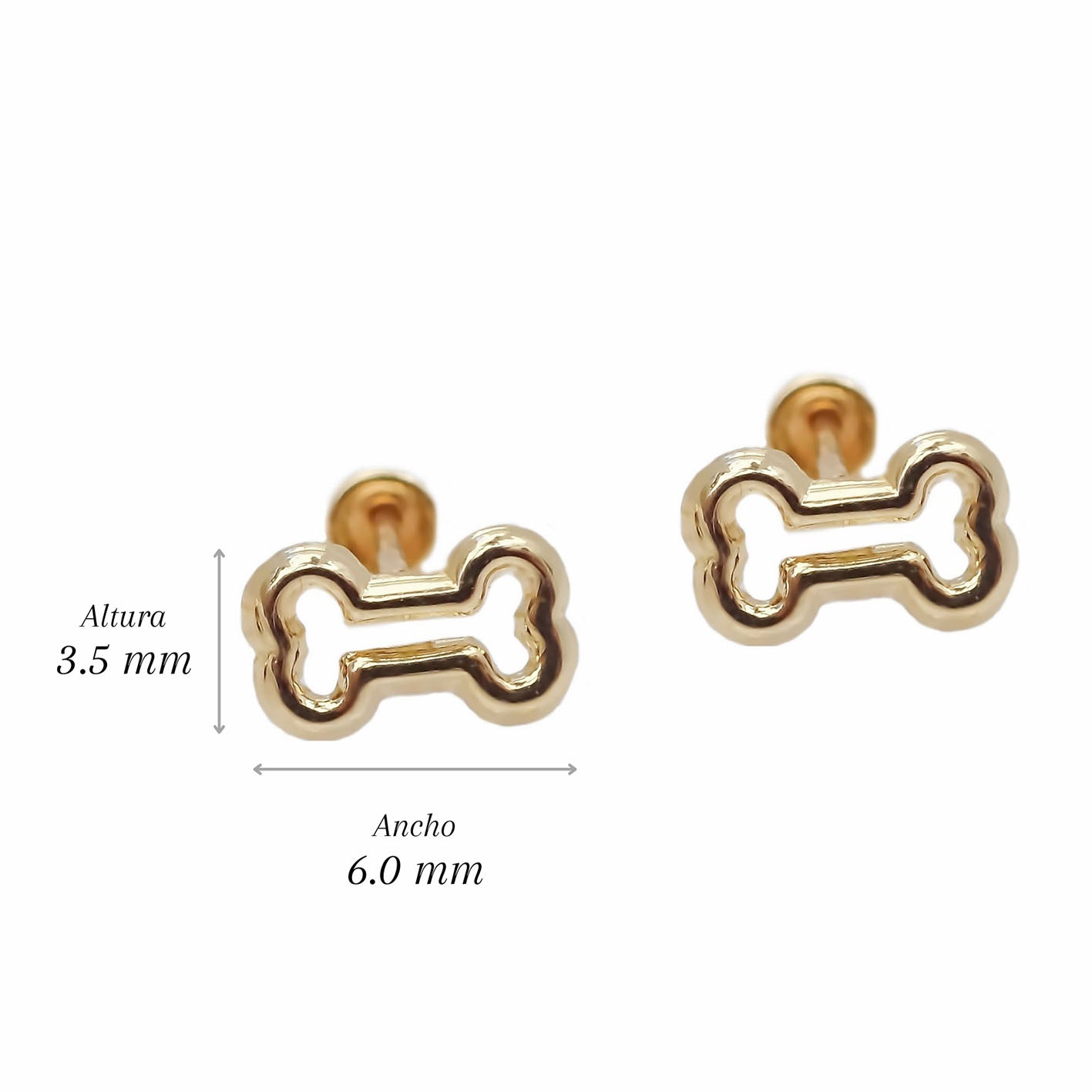 Amor Eterno - Broqueles Aretes Hueso Mascota Silueta Oro 10k