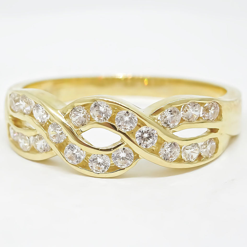 Amor Eterno - Anillo Nogal - Oro Sólido 10k / Transparente