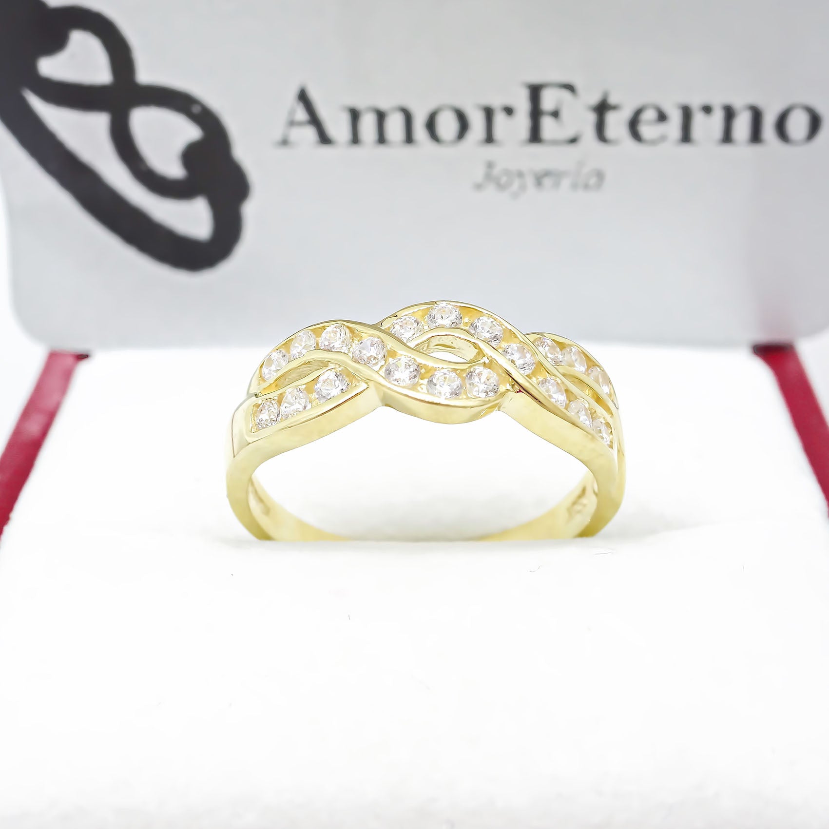 Amor Eterno - Anillo Nogal - Oro Sólido 14k / Transparente