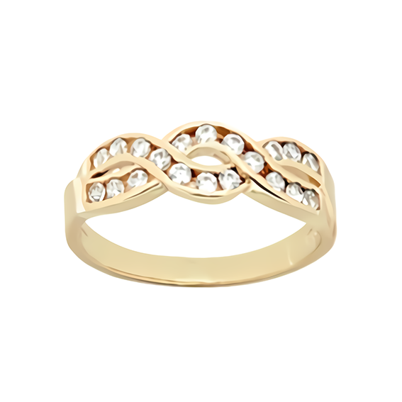 Amor Eterno - Anillo Nogal - Oro Sólido 10k / Transparente