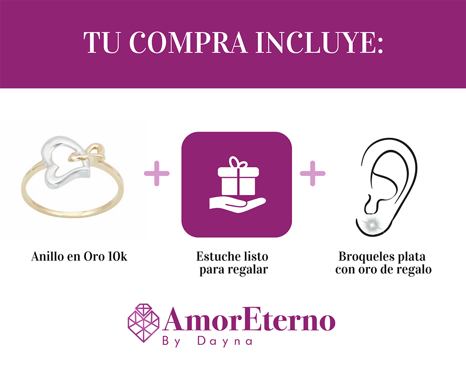 Amor Eterno - Anillo Corazones Unidos / Oro 10k Sólido