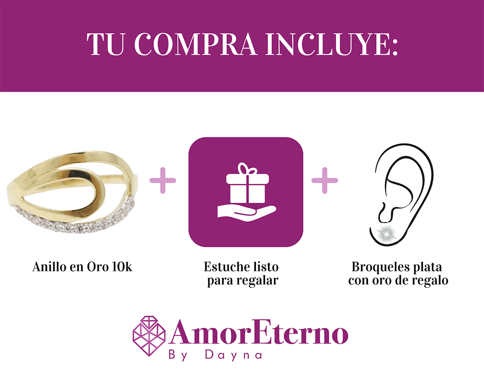 Amor Eterno - Anillo Pétalos / Oro 10k Sólido