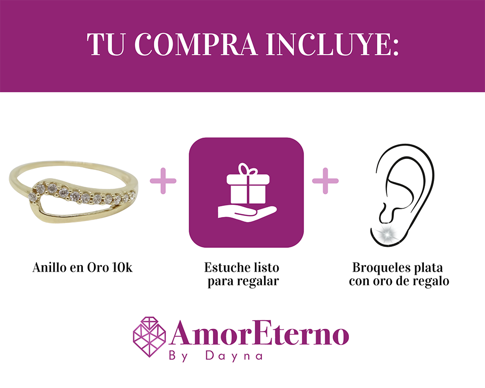 Amor Eterno - Anillo Rain / Oro 10k Sólido