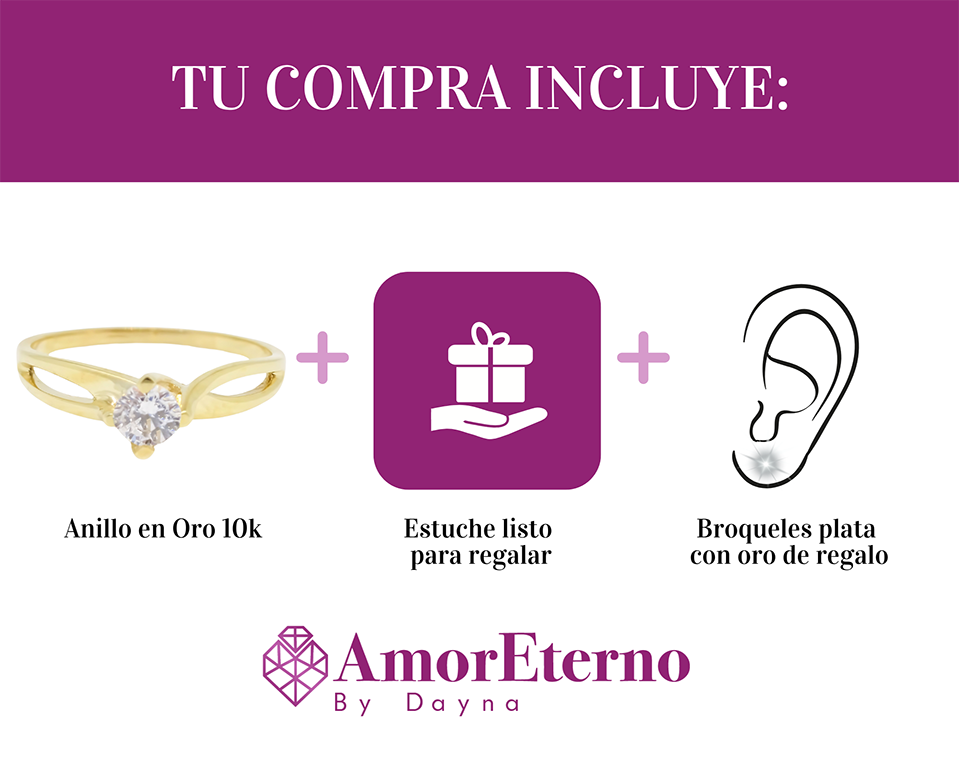 Amor Eterno - Anillo Danae / Oro Sólido 10k