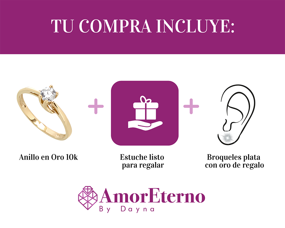 Amor Eterno - Solitario Hermoso / Y* / Oro 10k Solido