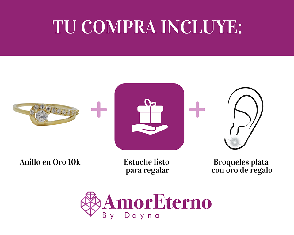 Amor Eterno - Anillo Drop / Oro 10k Sólido