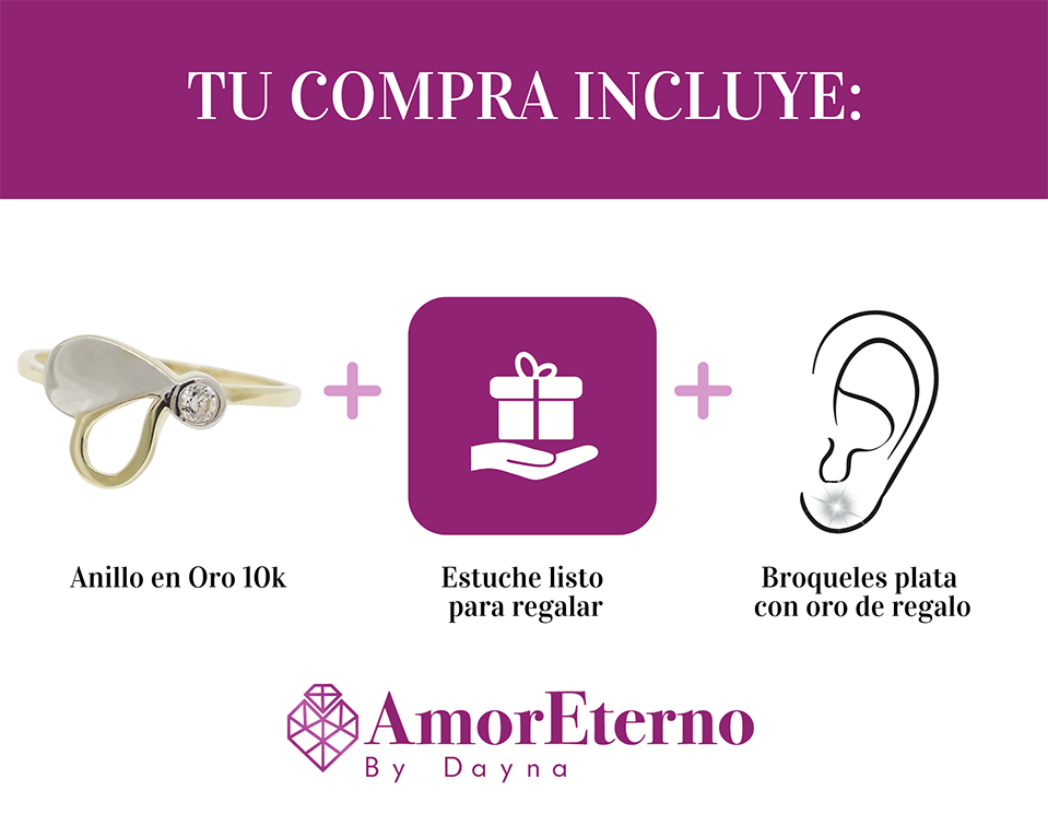 Amor Eterno - Anillo Corazón Bisel Giselle / Oro 10k Sólido