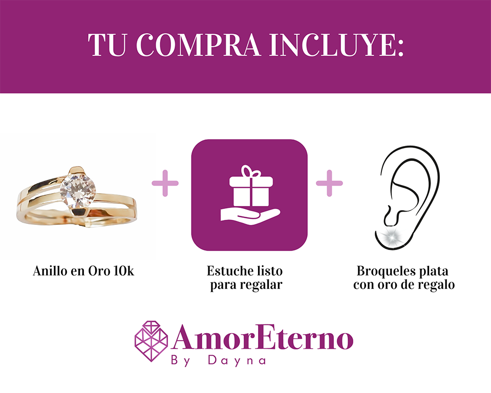 Amor Eterno - Anillo Irene / Oro 10k Sólido