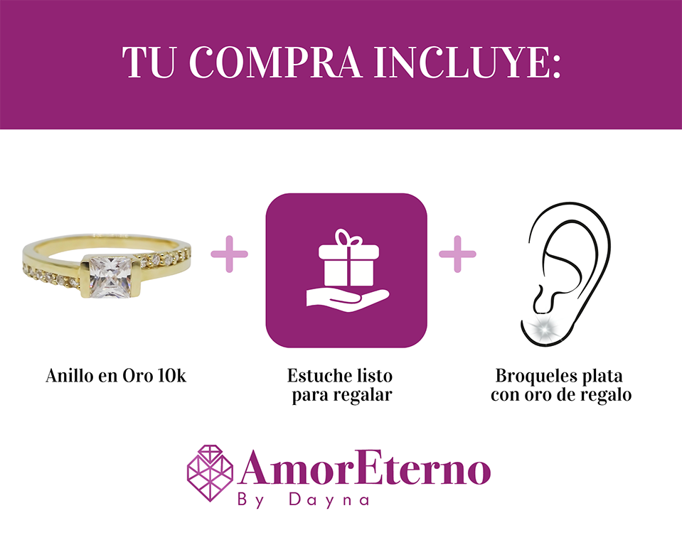 Amor Eterno - Anillo Kristal / Oro 10k Solido