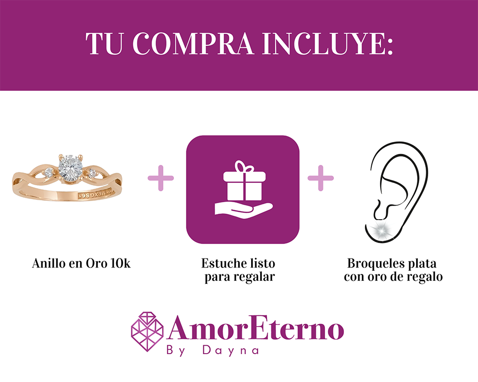 Amor Eterno - Anillo Mérida / Oro Sólido 10k / Rosa