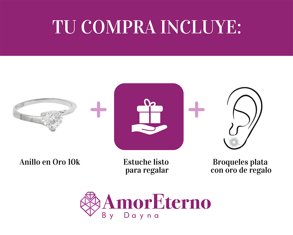 Amor Eterno - Anillo Lucky / Oro 10k Sólido / Blanco