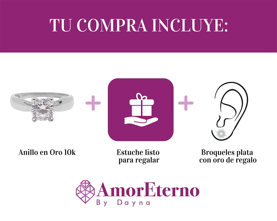 Amor Eterno - Anillo Lupin / Oro 10k Sólido / Blanco