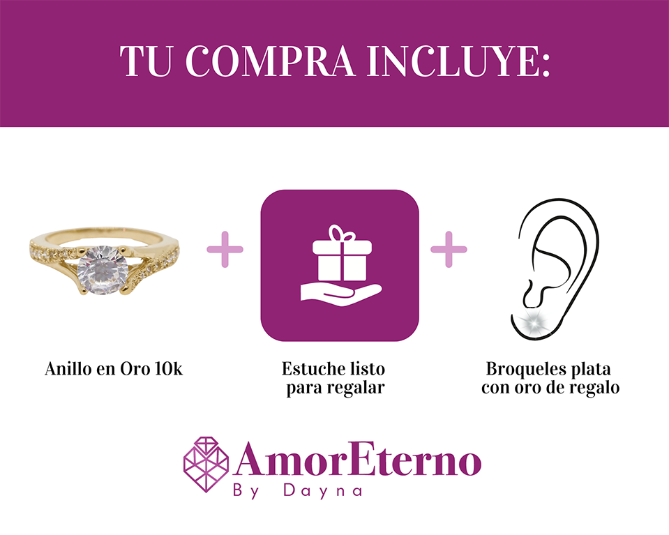 Amor Eterno - Anillo Victoria / Oro 10k Sólido / Amarillo