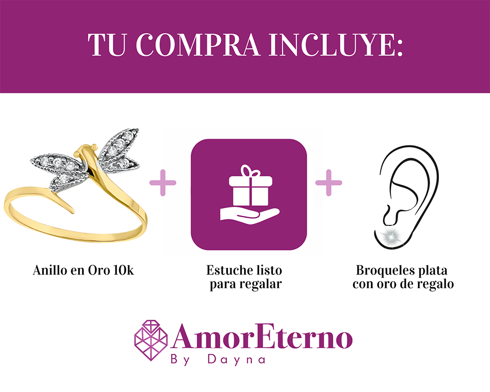 Amor Eterno - Anillo Libélula / Oro 10k Sólido / Amarillo