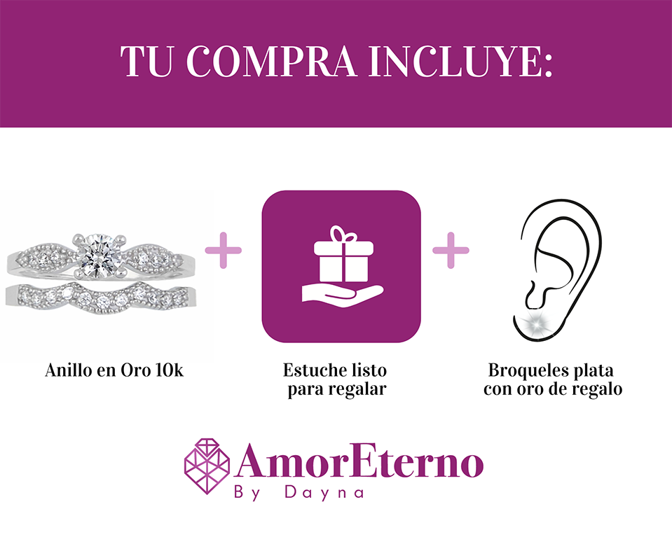 Amor Eterno - Alianza Smile / Oro Sólido 10k / Blanco