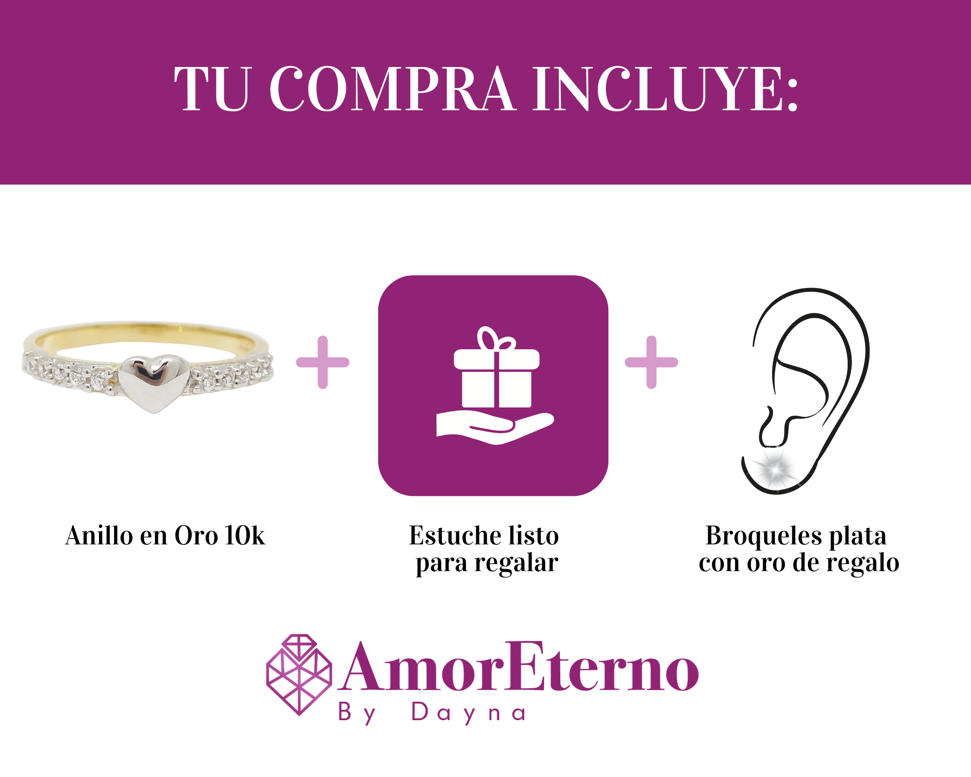 Amor Eterno - Churumbela / Corazón 10p* / Oro 10k Sólido / Amarillo