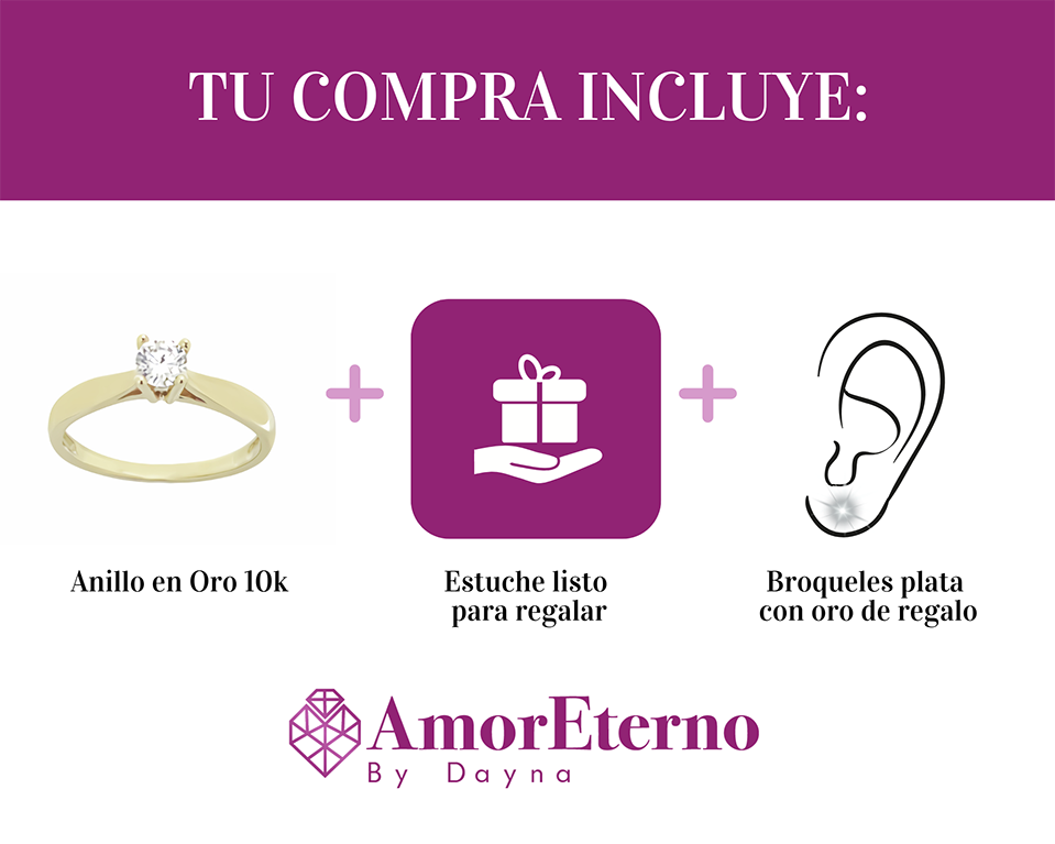 Amor Eterno - Solitario Hermoso / Glanz* / Oro 10k Solido