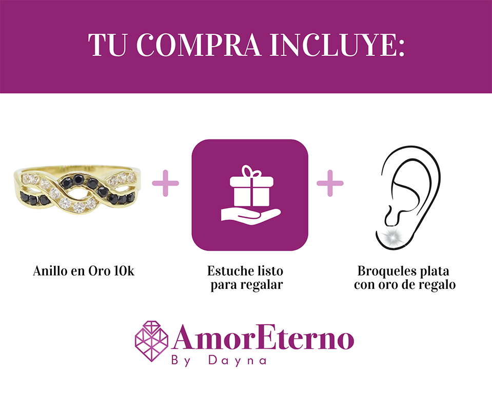 Amor Eterno - Anillo Nogal - Oro Sólido 10k / Dominó
