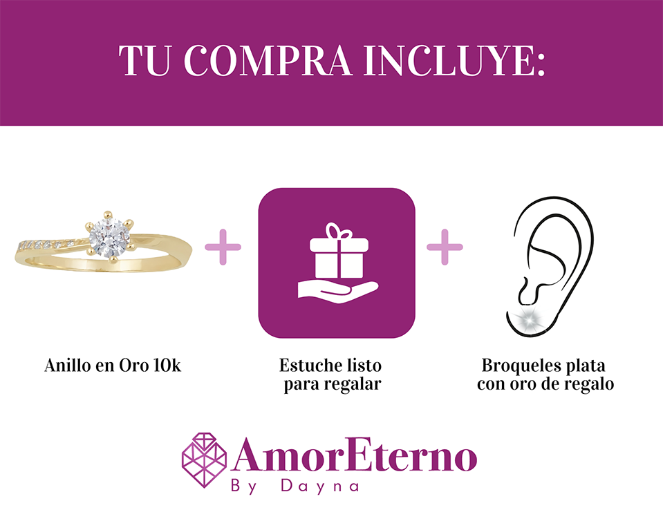 Amor Eterno - Anillo Paola / Oro Sólido 10k / Amarillo
