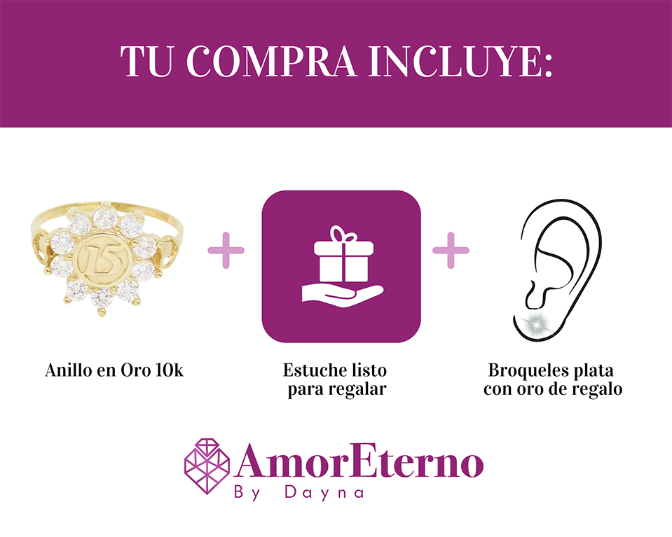 Amor Eterno - Anillo Xv Años / Sol / Oro 10k Solido