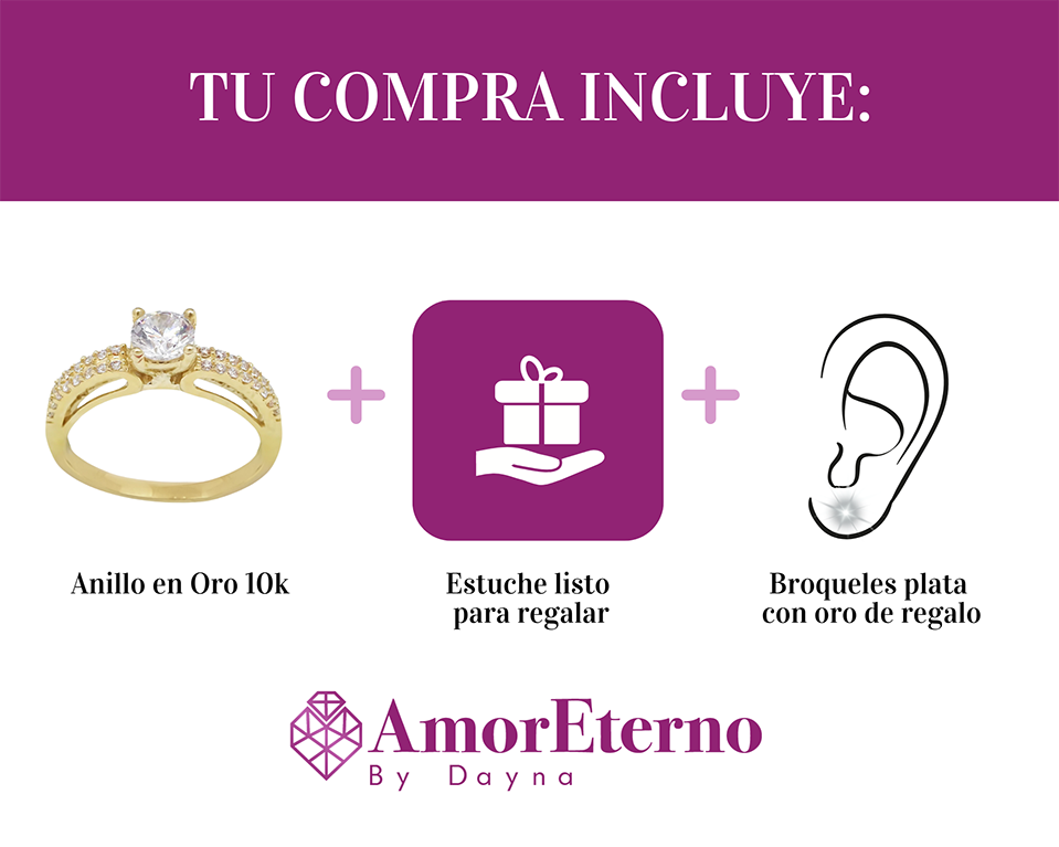 Amor Eterno - Anillo Europa / Oro Sólido 10k / Amarillo