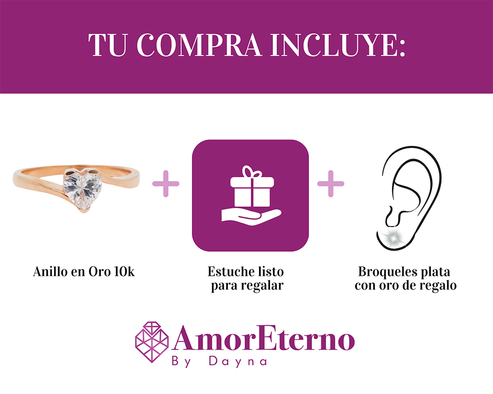 Amor Eterno - Anillo Aria / Oro Sólido 10k / Rosa