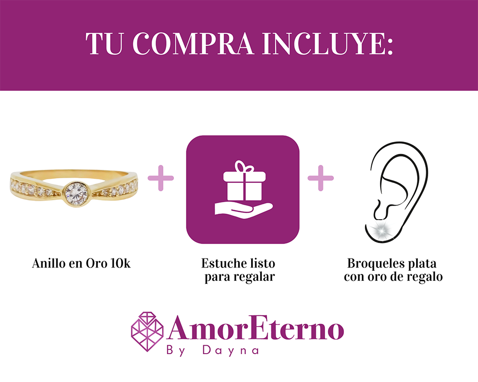 Amor Eterno - Anillo Redondel / Oro 10k Solido / Amarillo