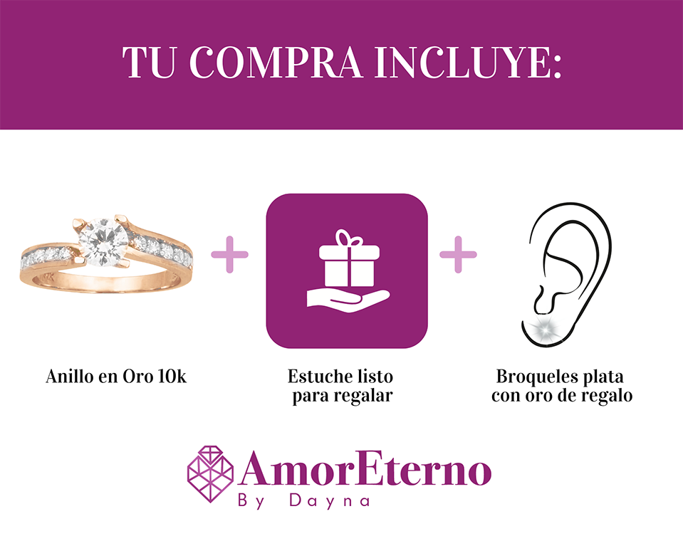 Amor Eterno - Anillo Elenna / Oro Sólido 10k / Rosa