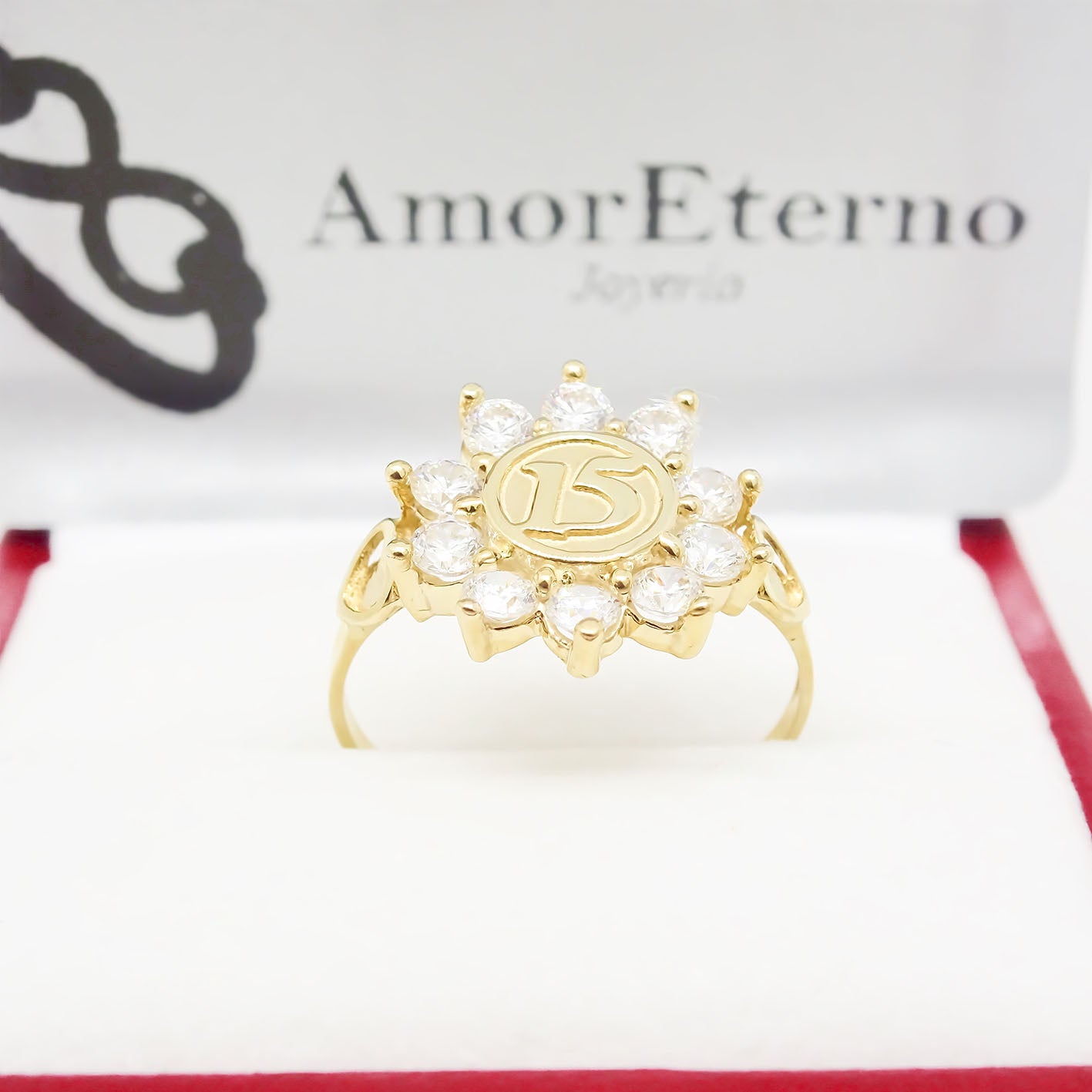 Amor Eterno - Anillo Xv Años / Sol / Oro 10k Solido
