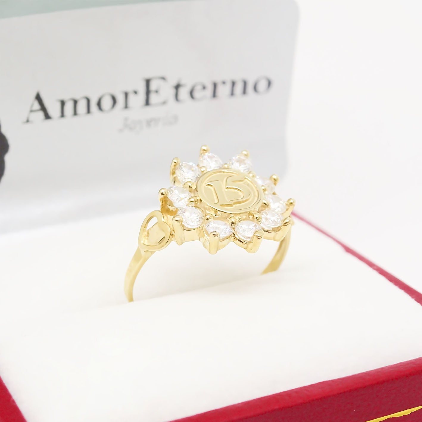 Amor Eterno - Anillo Xv Años / Sol / Oro 14k Solido