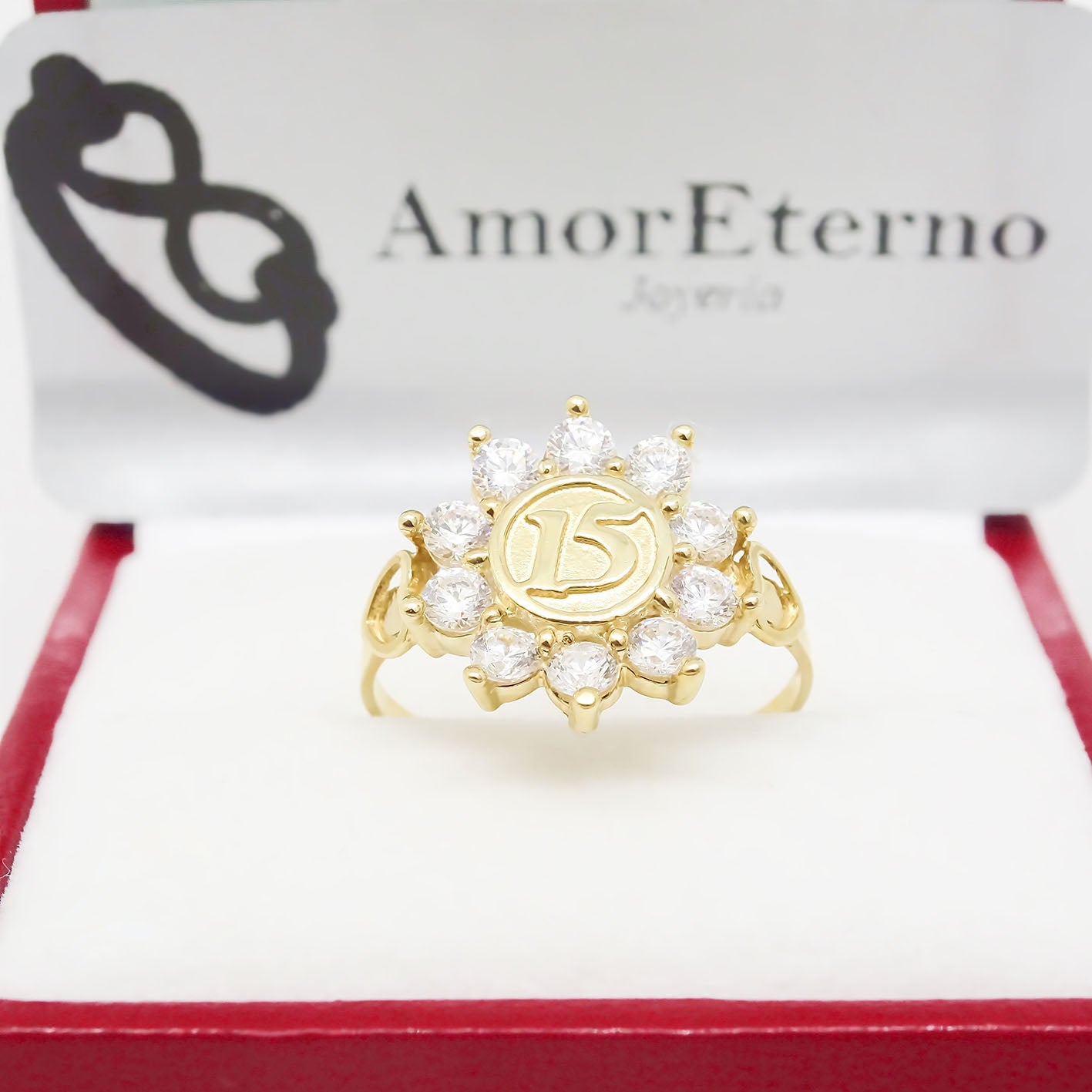 Amor Eterno - Anillo Xv Años / Sol / Oro 14k Solido