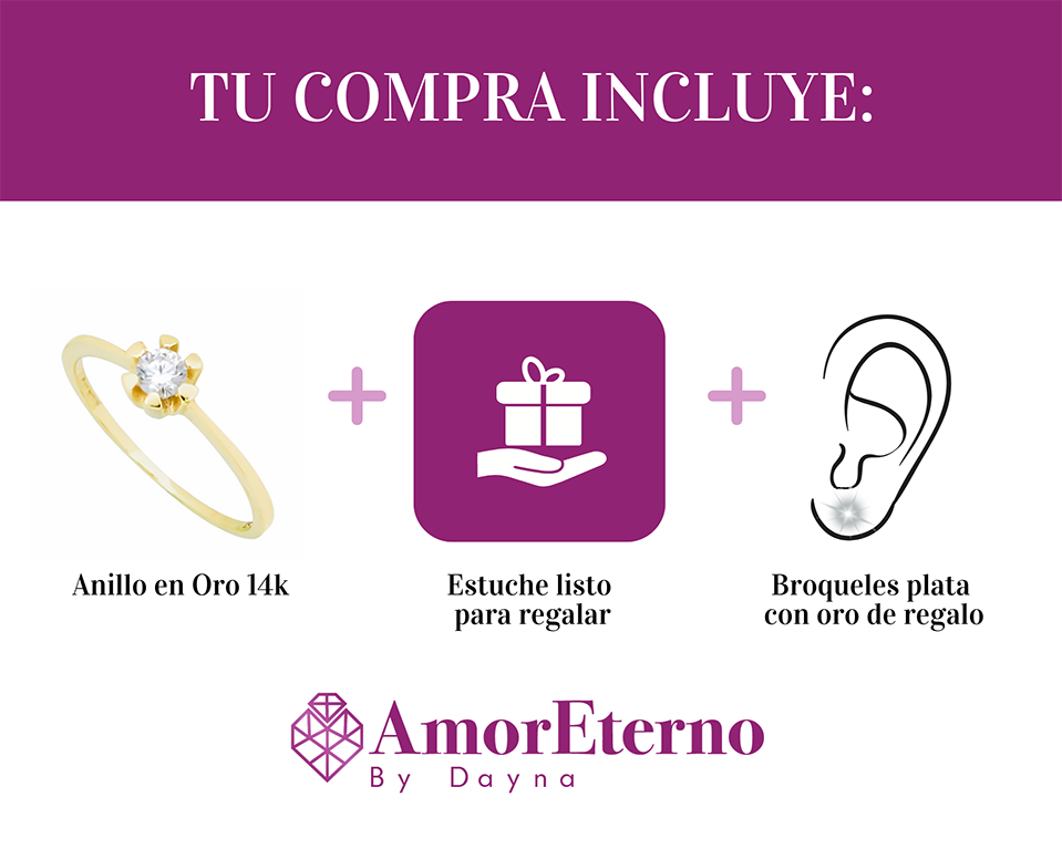 Solitario 6 uñas 14k