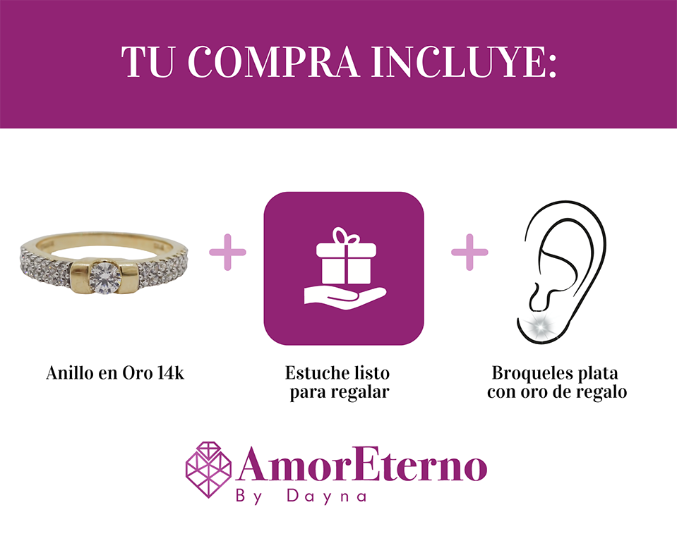 Amor Eterno - Solitario Hermoso / France / Oro 14k Solido