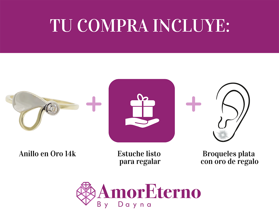 Amor Eterno - Anillo Corazón Bisel Giselle / Oro 14k Sólido