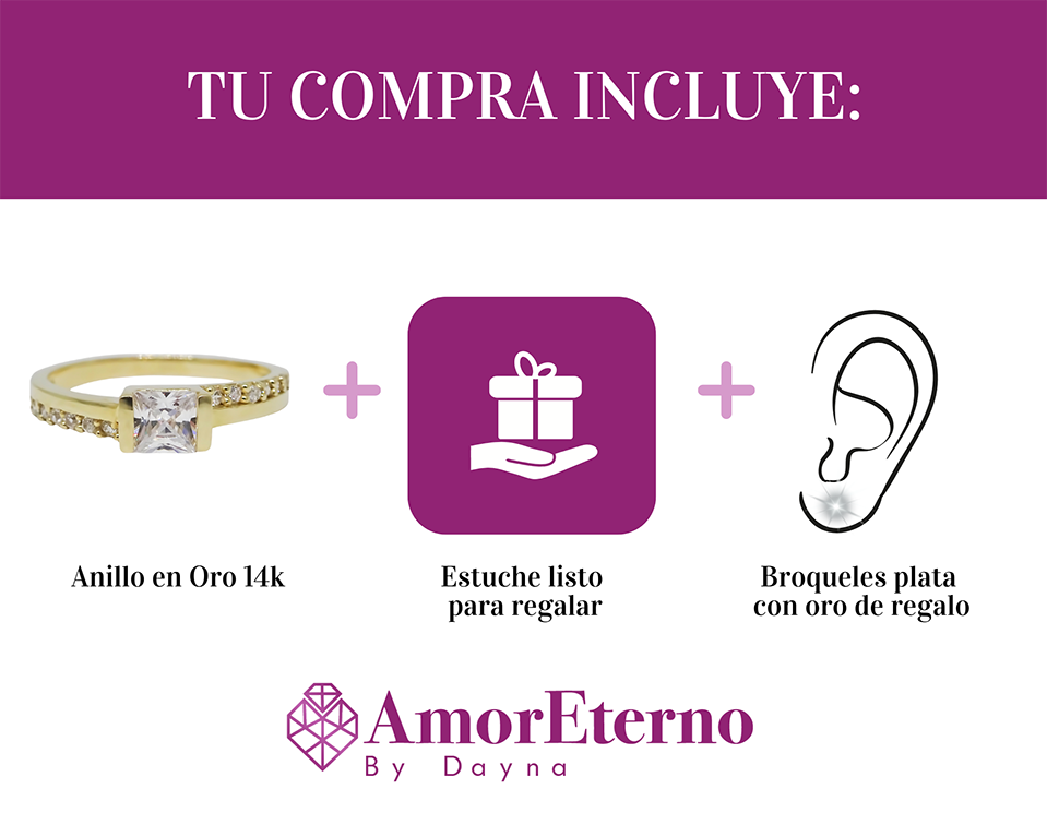 Amor Eterno - Anillo Kristal / Oro 14k Solido
