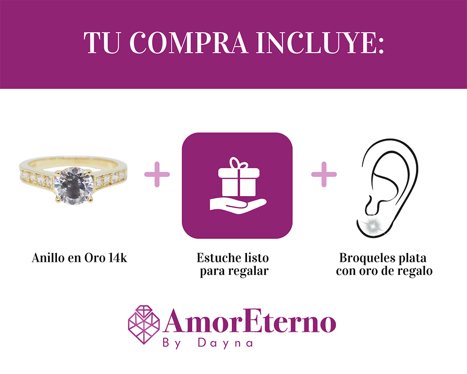 Amor Eterno - Solitario Hermoso / Collin / Oro 14k Solido