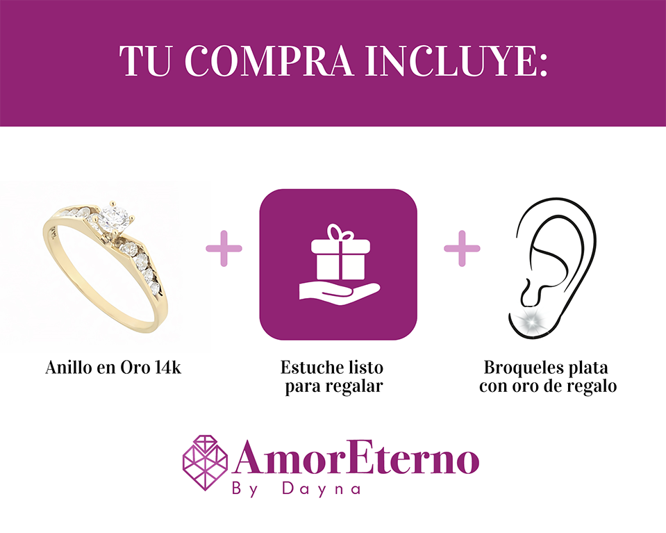 Amor Eterno - Anillo Solitario / Nevada / Oro 14k Solido
