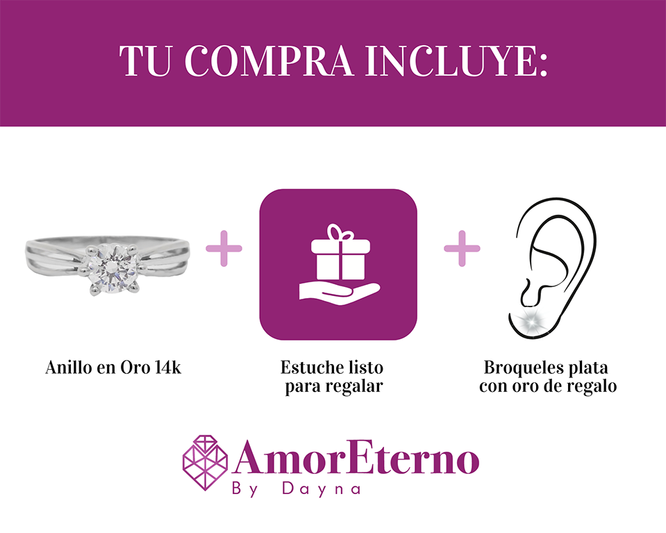 Amor Eterno - Anillo Korb / Oro 14k Sólido / Blanco