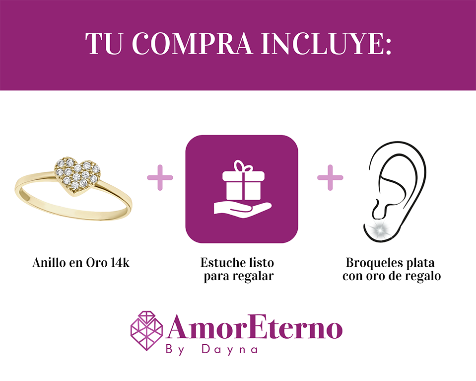 Amor Eterno - Anillo Corazón Bombón / Oro Sólido 14k