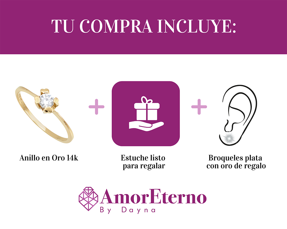 Solitario 4 Corazones 14k