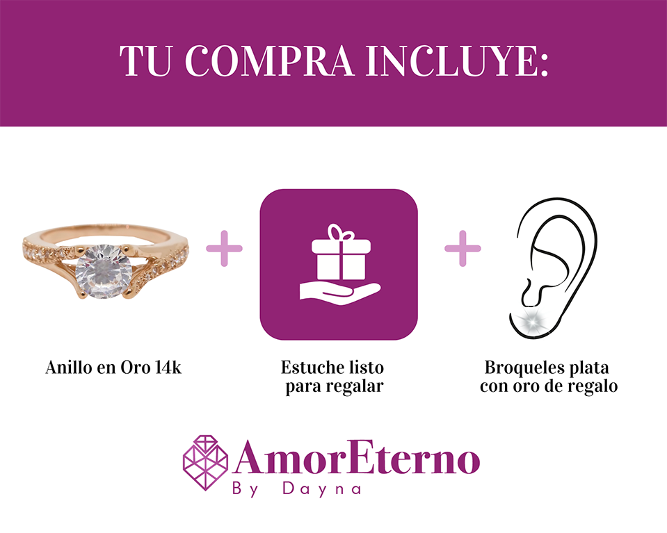 Amor Eterno - Anillo Victoria / Oro 14k Sólido / Rosa