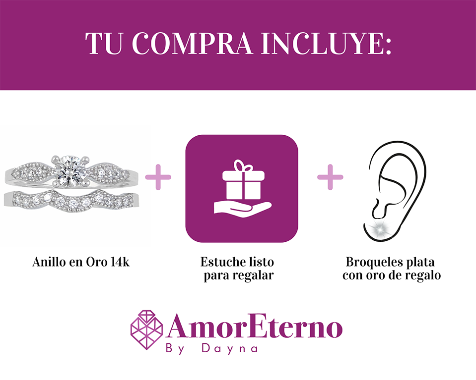 Amor Eterno - Alianza Smile / Oro Sólido 14k / Blanco