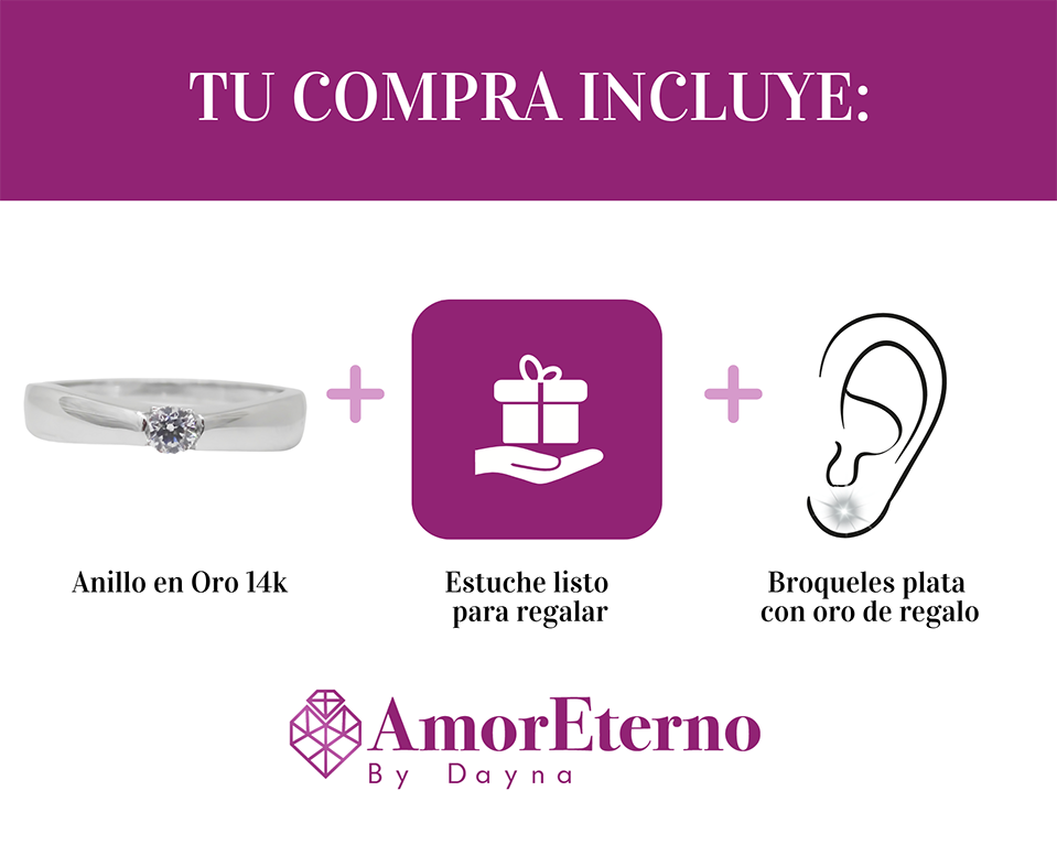 Amor Eterno - Anillo Nikki / Oro Sólido 14k / Blanco