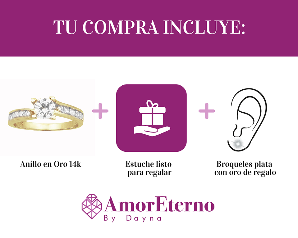 Amor Eterno - Anillo Elenna / Oro Sólido 14k / Amarillo