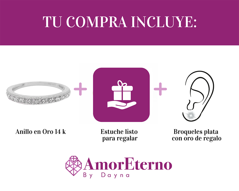 Amor Eterno - Churumbela Pavé / Oro Solido 14k / Blanco