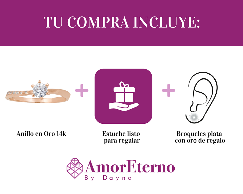 Amor Eterno - Anillo Paola / Oro Sólido 14k / Rosa