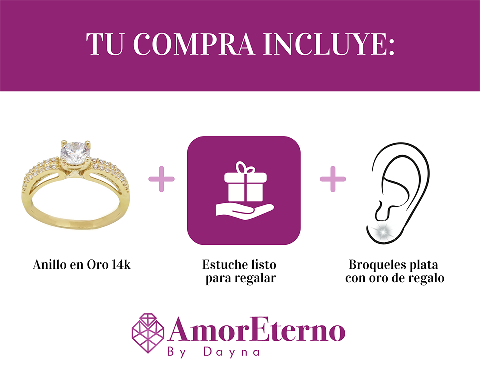 Amor Eterno - Anillo Europa / Oro Sólido 14k / Amarillo